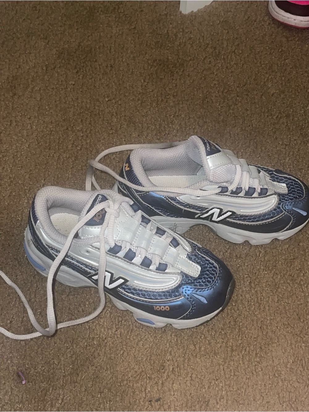 New Balance Kids Navy and White Athletic Sneakers